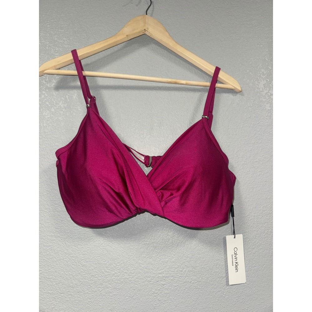 Calvin Klein Magenta Liquid Touch Underwire Bikini Top XXL NWT
